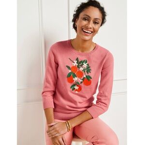 Talbots Bold Oranges Crewneck Pullover Sweater Small